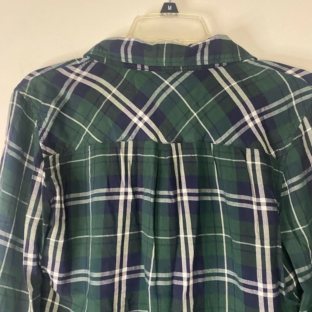 South Moon Under Green Blue Plaid Long Sleeve Button Down Western Shirt Small
